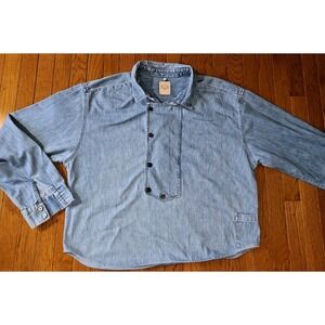 Vtg Wah Maker Denim Shirt Mens Tall XXXL Bib Frontier Westernwear USA